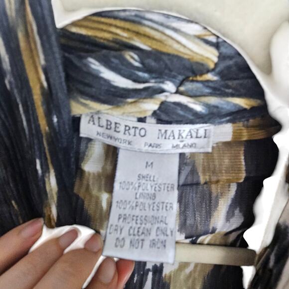 Vintage Alberto Makali Open Front Cardigan Artsy Crimped Art To Wear Size M - Picture 6 of 7